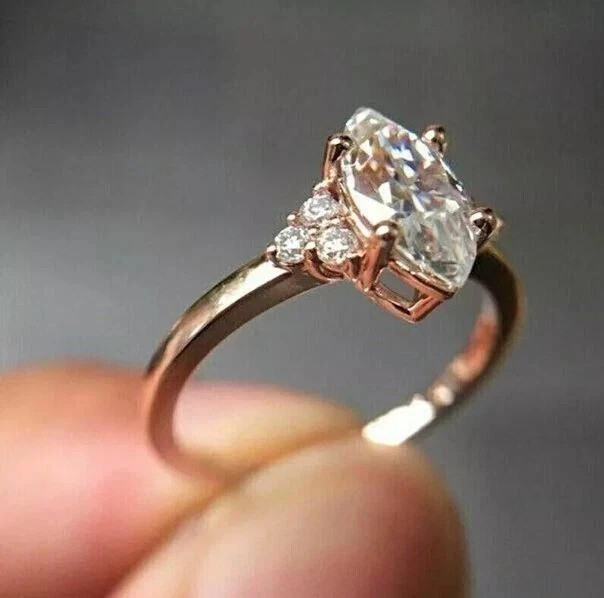 3 Ct Marquise Cut Simulated Diamond Engagement Band Ring 14k Yellow Gold Plated