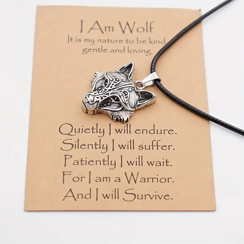 I Am Wolf Head Silver Plated Pendant Necklace Men Women Vintage Gift Fashion New