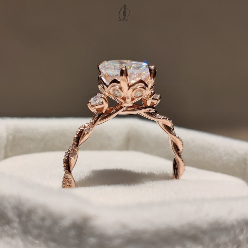 Gold Moissanite Engagement Ring Handmade Ring For Her Womens Ring Bridal Ring