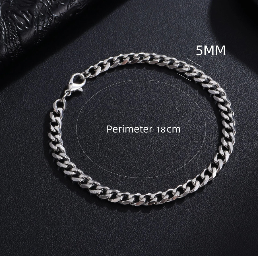 1pc Cuban Link Stainless Steel Bracelet – Classic Chain Jewelry for Men & Women
