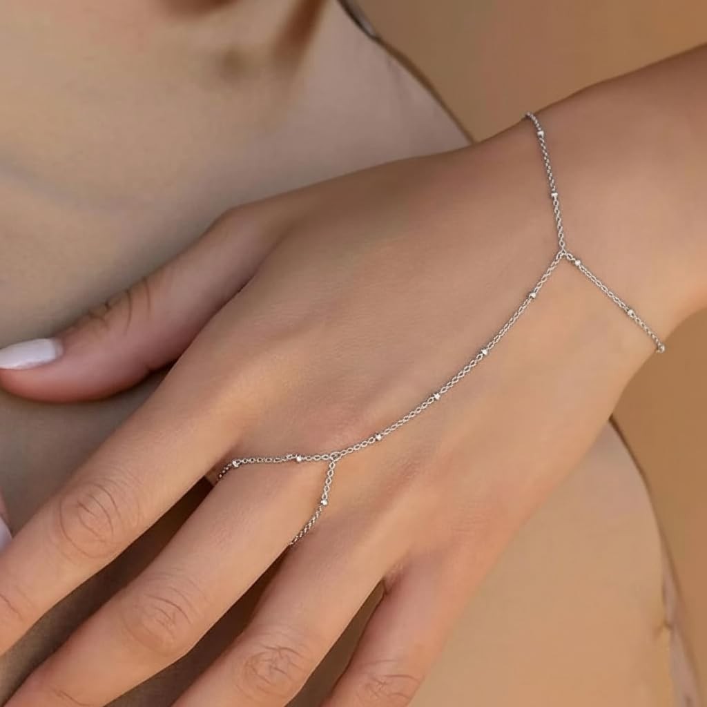 Hand Chain Summer Essentials Stainless Steel Non Tarnish Bead Link with Finge…