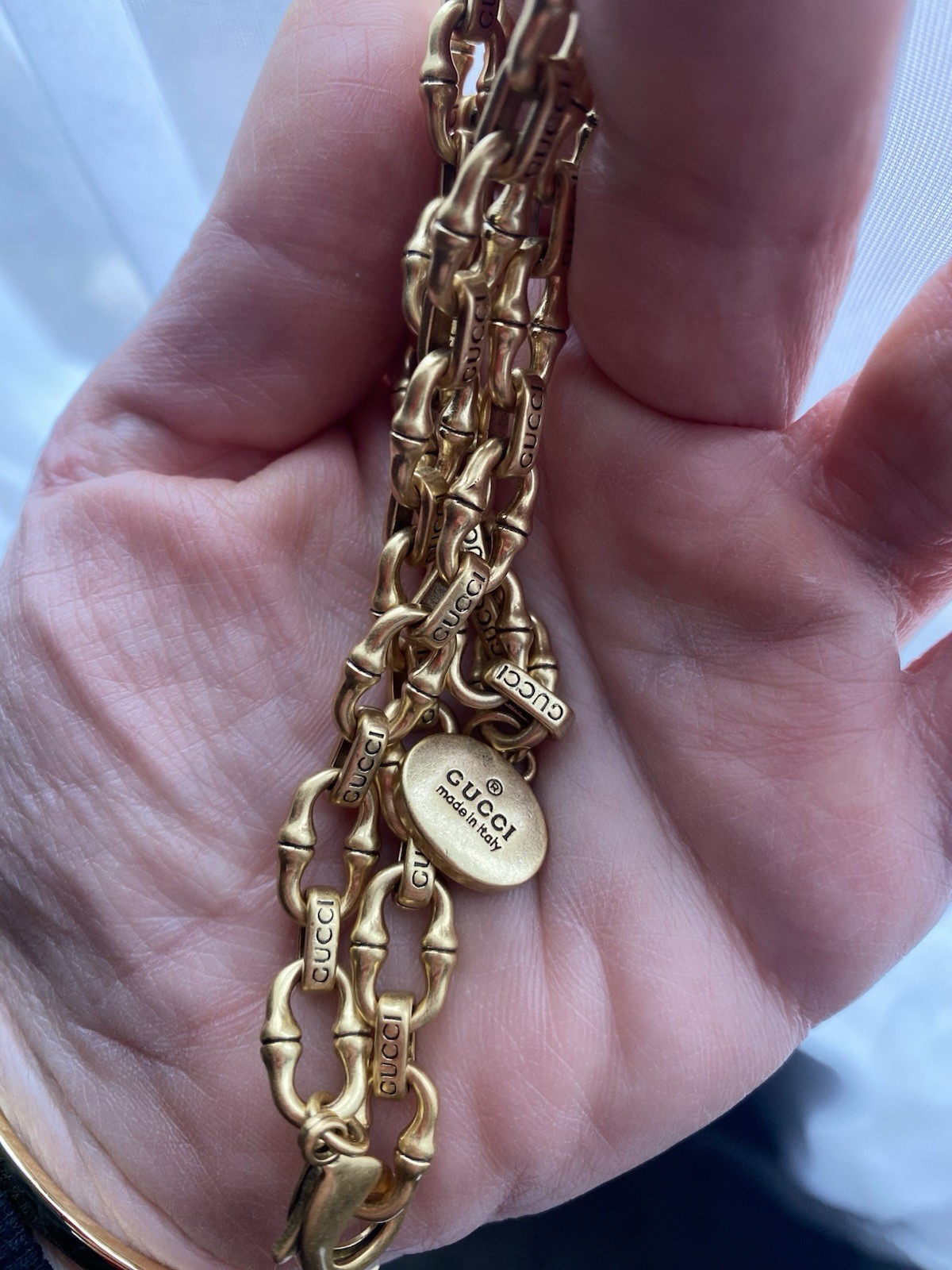 Gucci Signature Chain Link Necklace/ W Duster / 18”/ GG-N-0024