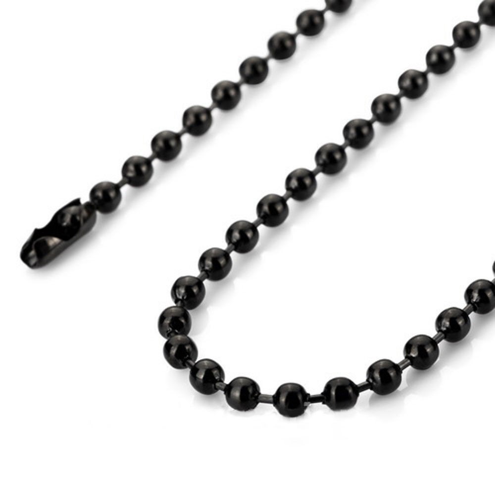 1.5mm-4.5mm 18″-40″ Black Stainless Steel Bead Chain Necklace HN22 US Seller