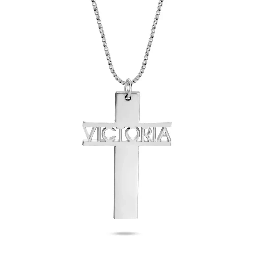 personalized Cross Necklace Custom Gift Handmade Box Chain