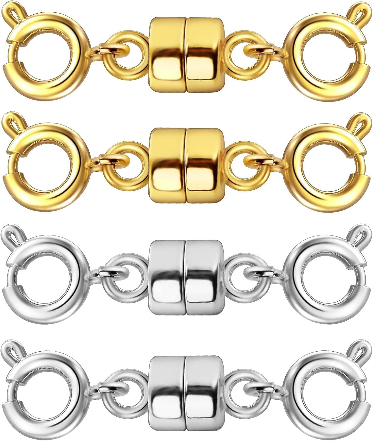 Double Magnetic Necklace Clasps and Closures 14K Gold and Silver Bracelet Extend