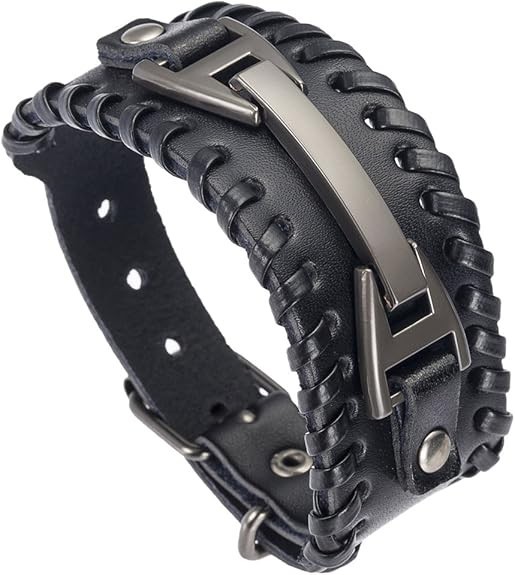 Pulsera de cuero para hombre pulsera de aleación de cuerda trenzada Punk pulser