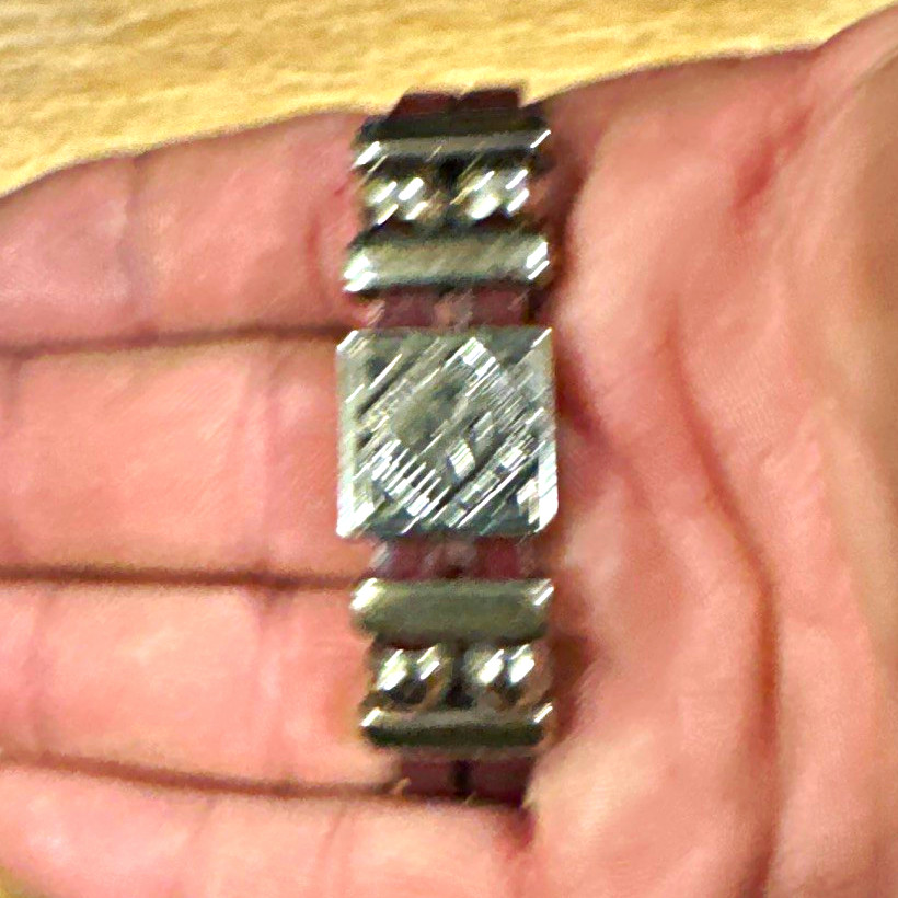 Brown Leather Bracelet Silver-Tone Metal Bar Link Chain Toggle Clasp