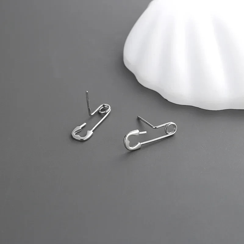 925 Sterling Silver Safety Pin Stud Earrings Punk Tiny Pin Unisex Jewellery Gift