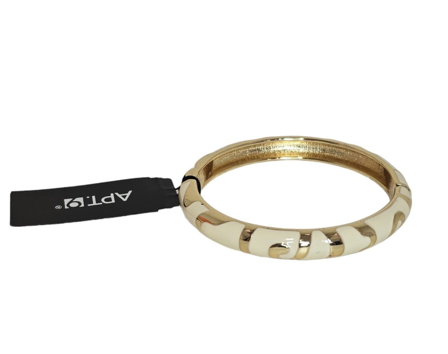 APT.9 Women’s Gold Plated Beige Enamel Hinged Bangle Bracelet NWT MSRP $24