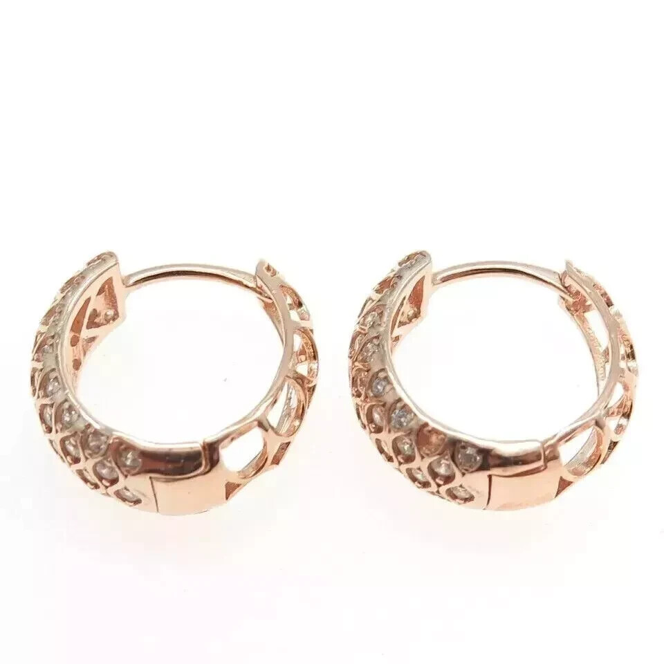 Hoop Women’s Earring 2Ct Round Cut Simulated Diamond 14K Rose Gold Plated