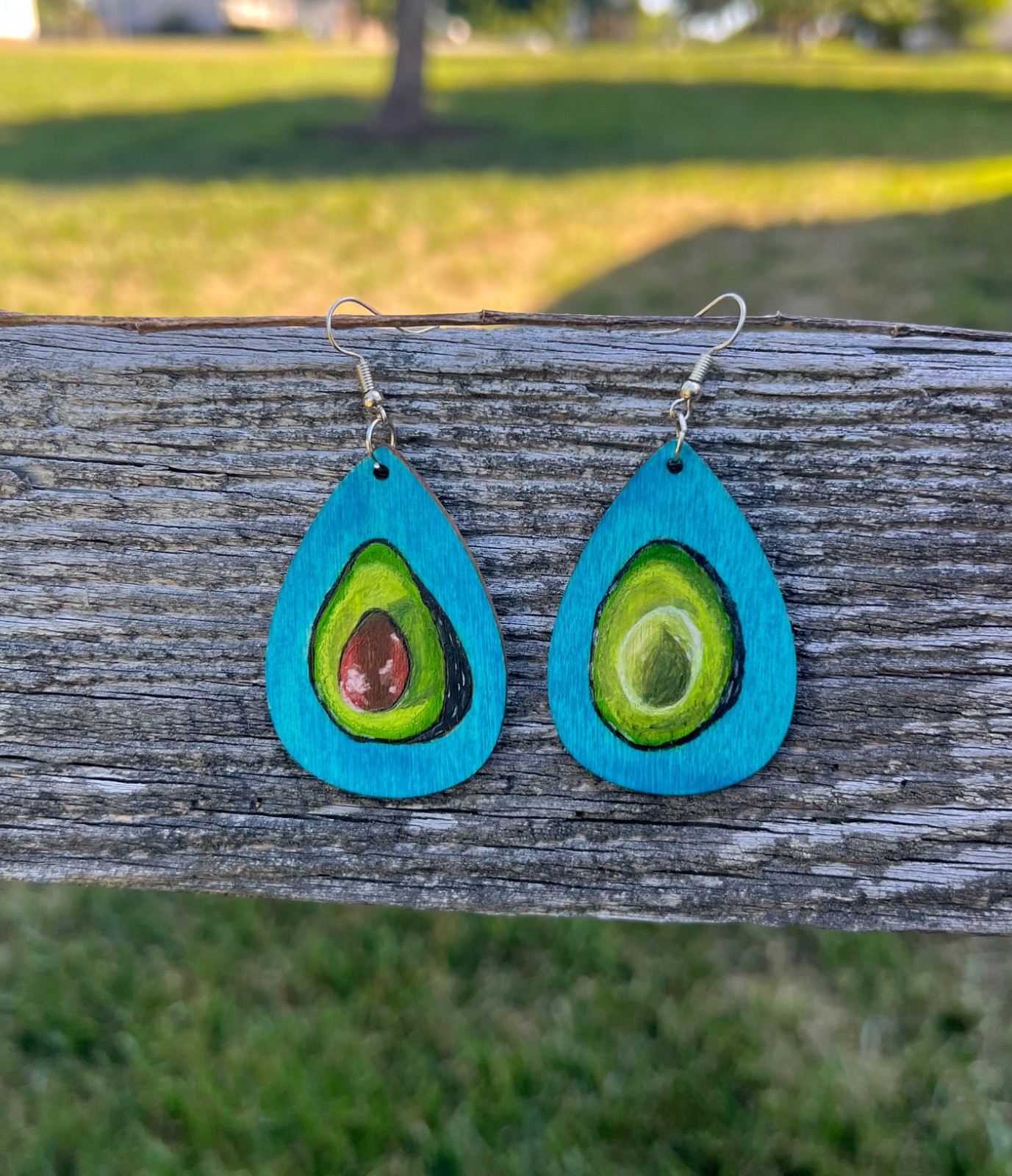 Avocado Earrings Hand Painted