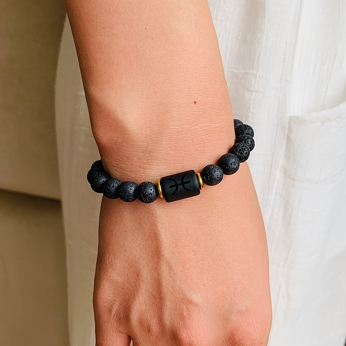 12 Constellations Men Women Fashion Jewelry Volcanic Lava Stone Zodiac Bracelets