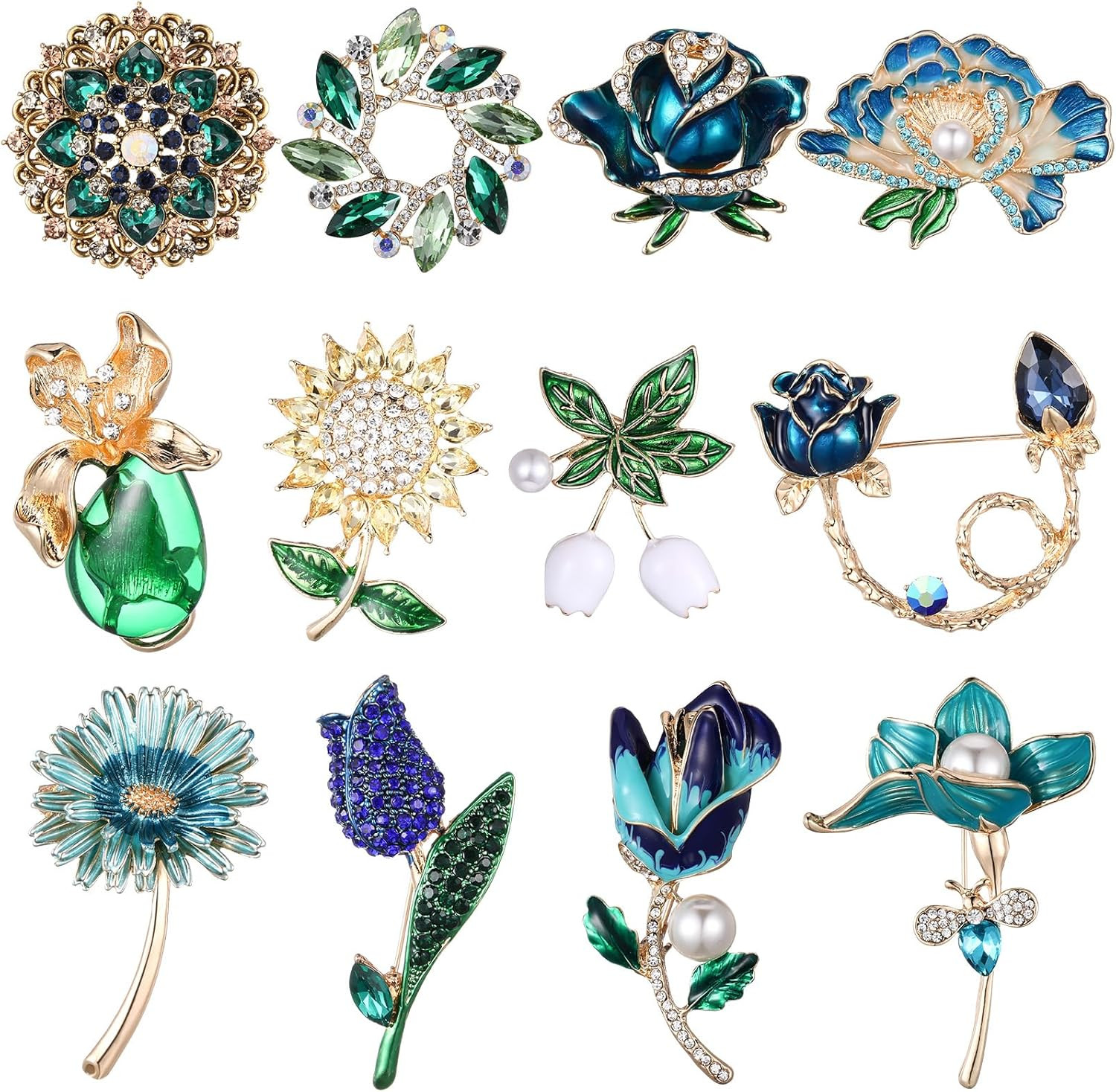 Broche de cristal con diamantes de imitaci�n, broche vintage, broche retro