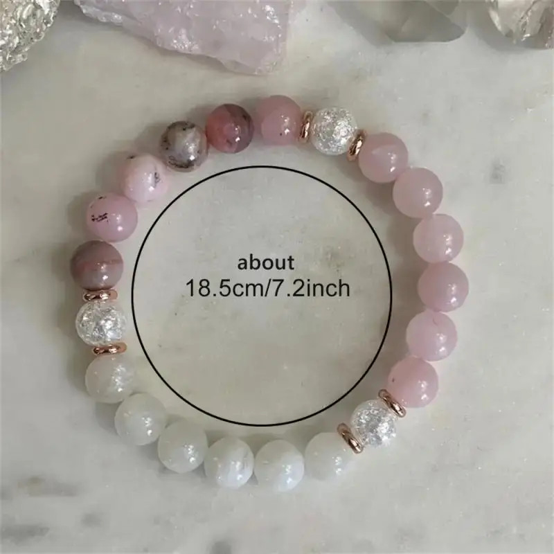 Summer Versatile White Quartzite Pink Opal Love Beaded Couple Matching Bracelet
