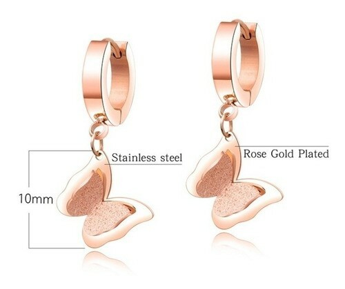 Dangle Hoop Earrings for Women Butterfly Rose Gold Post With Friction Earring 