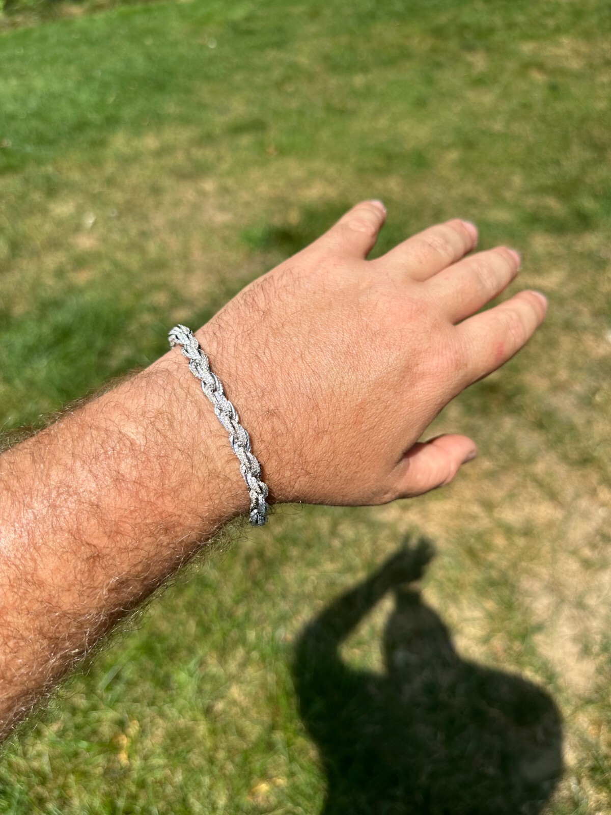 MOISSANITE Hip Hop Rope Bracelet Iced Real Solid 925 Sterling Silver 7.5mm Mens