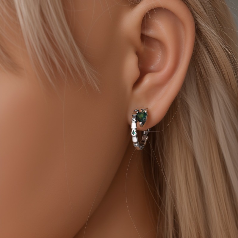 PANDACH 925 Sterling Silver Starry Serpent Hoop Earrings For Women Jewelry Gifts