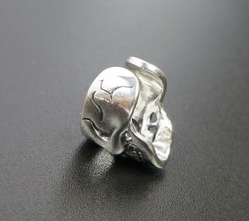 PAIR of Sterling Silver Small Skull Face Earring Ear Cuff Non Piercing Unique