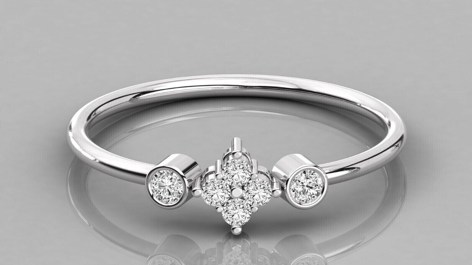 925 Sterling Silver Round Cut Simulated Diamond Band Ring 14K White Gold Plated
