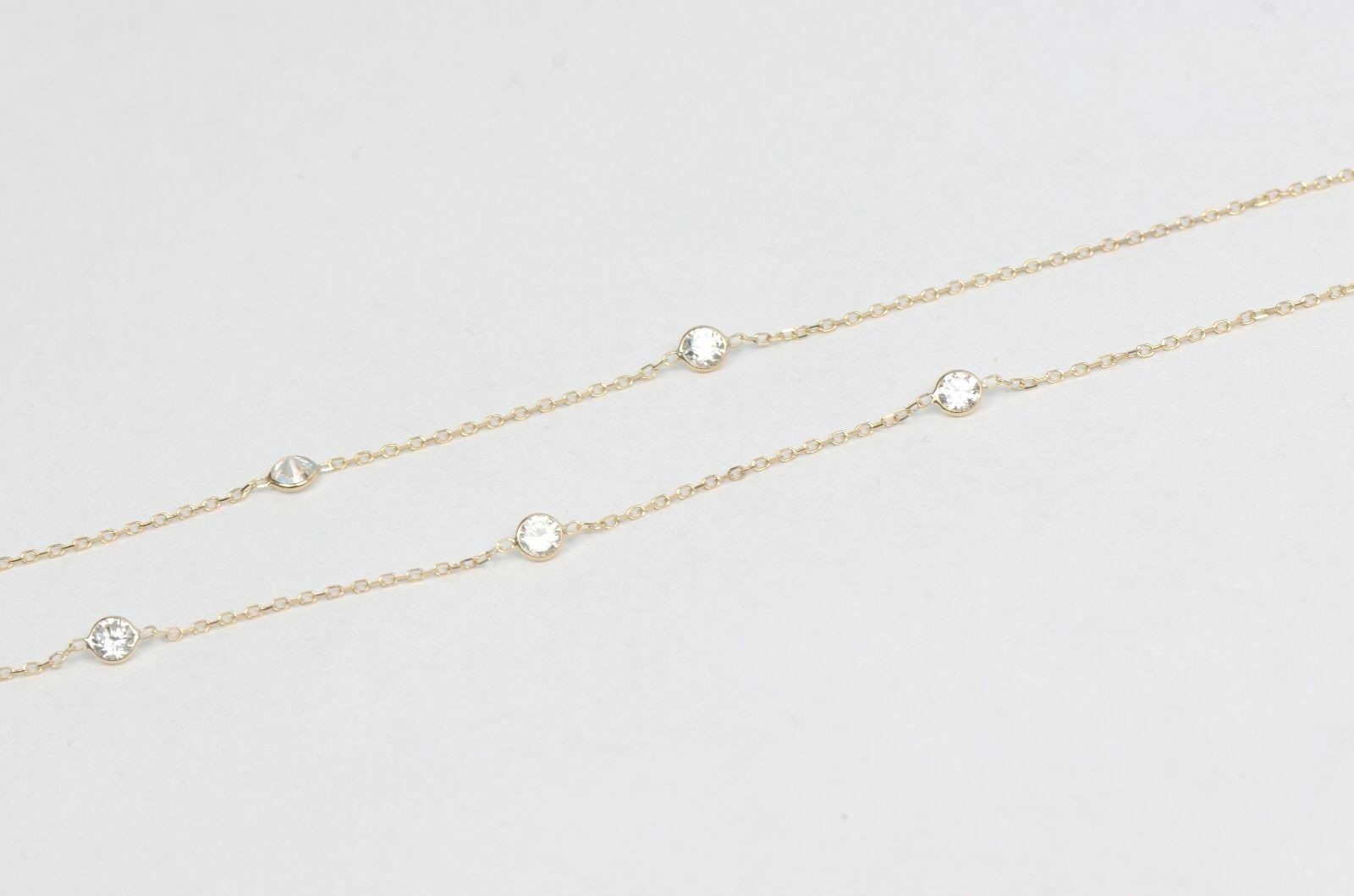 14k Gold Cubic Zirconia CZ by the yard 16” up to 42″ Necklace
