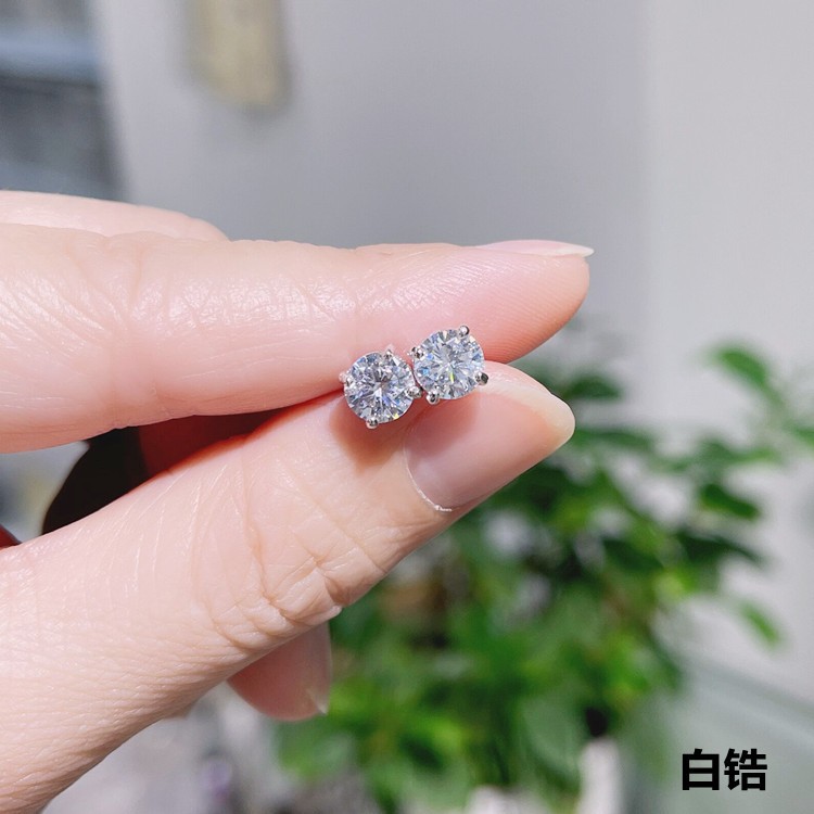 Colorful AAA Cubic Zirconia Stud Earrings Women’s Four-claw Cute Zircon Stud Ear