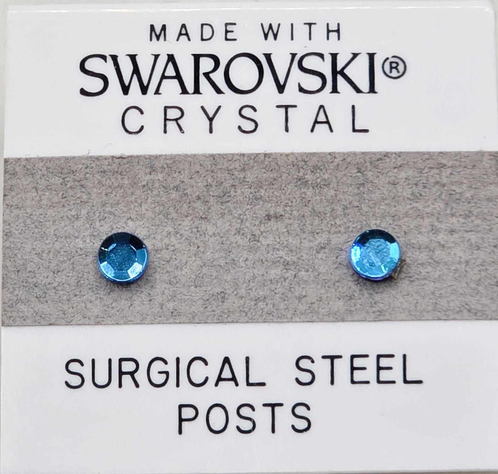Teal Blue Round Stud Earrings 3mm Crystal Made with Swarovski Elements