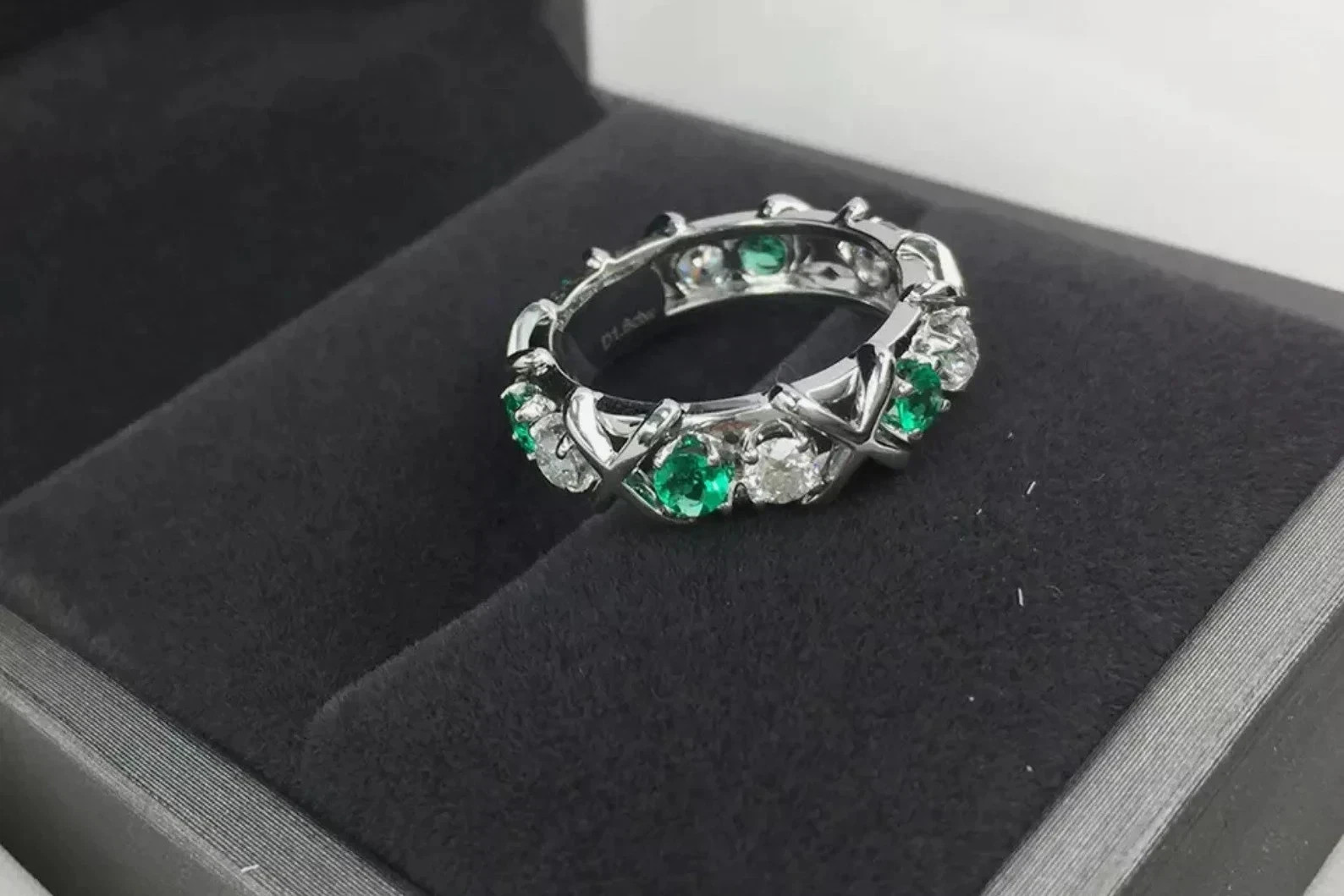 1.20 Ct Natural Emerald & Diamond Wedding Luxury Ring 925 Sterling Silver Sz 5
