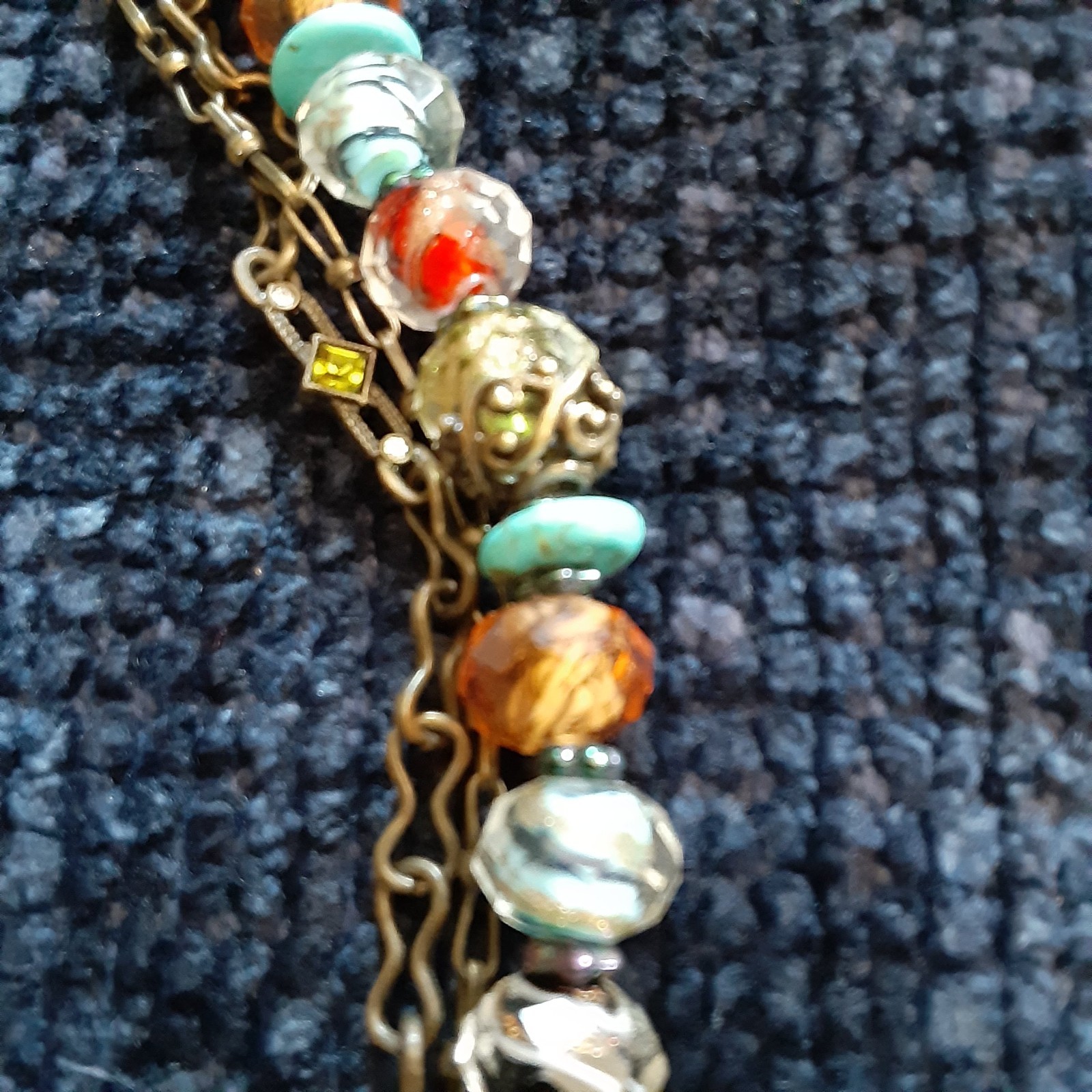 Sweet Romance Mayan Dimensional Cross Necklace Glass Beads & Stones NEW