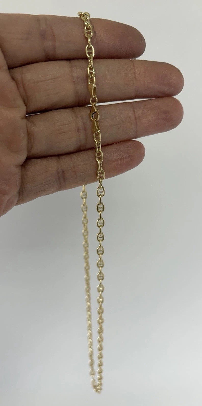 18k Gold Tone Metal Anchor/Mariner Link Chain Necklace Lobster Clasp 9.1g