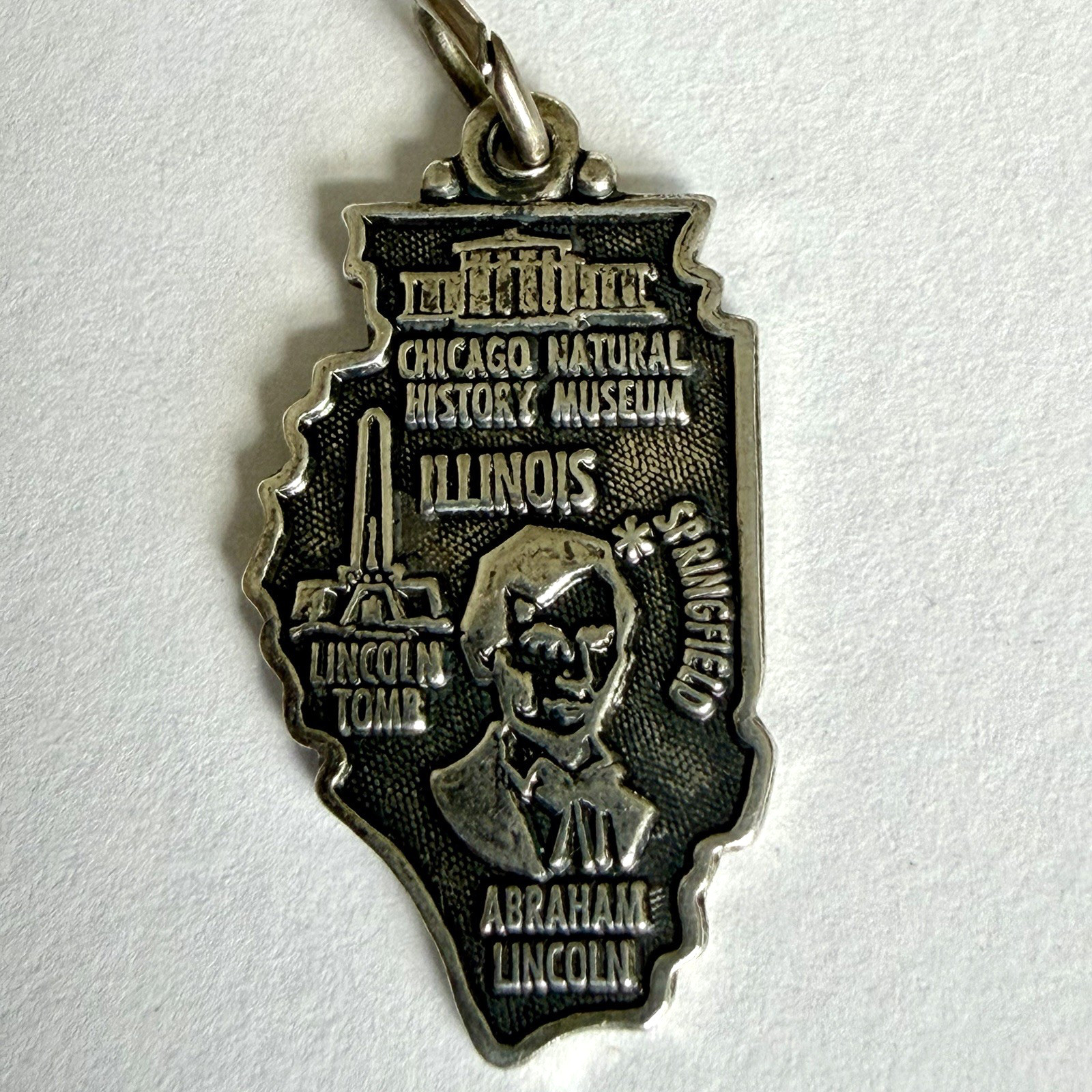 Vintage Sterling Silver Illinois State Charm Abraham Lincoln Springfield Souveni