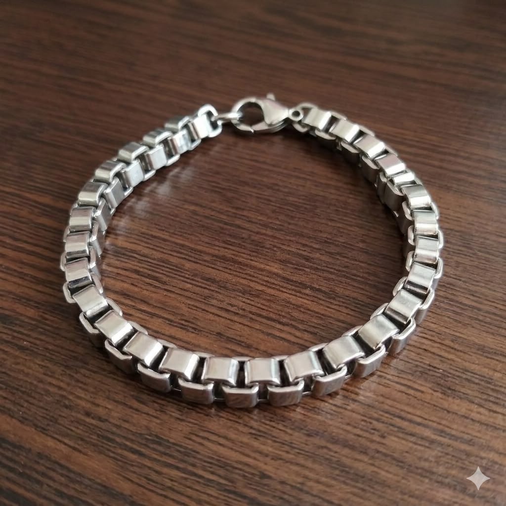 Stainless Steel Curb Cuban Link Chain Bracelet Silver Tone Classic Jewelry , Men