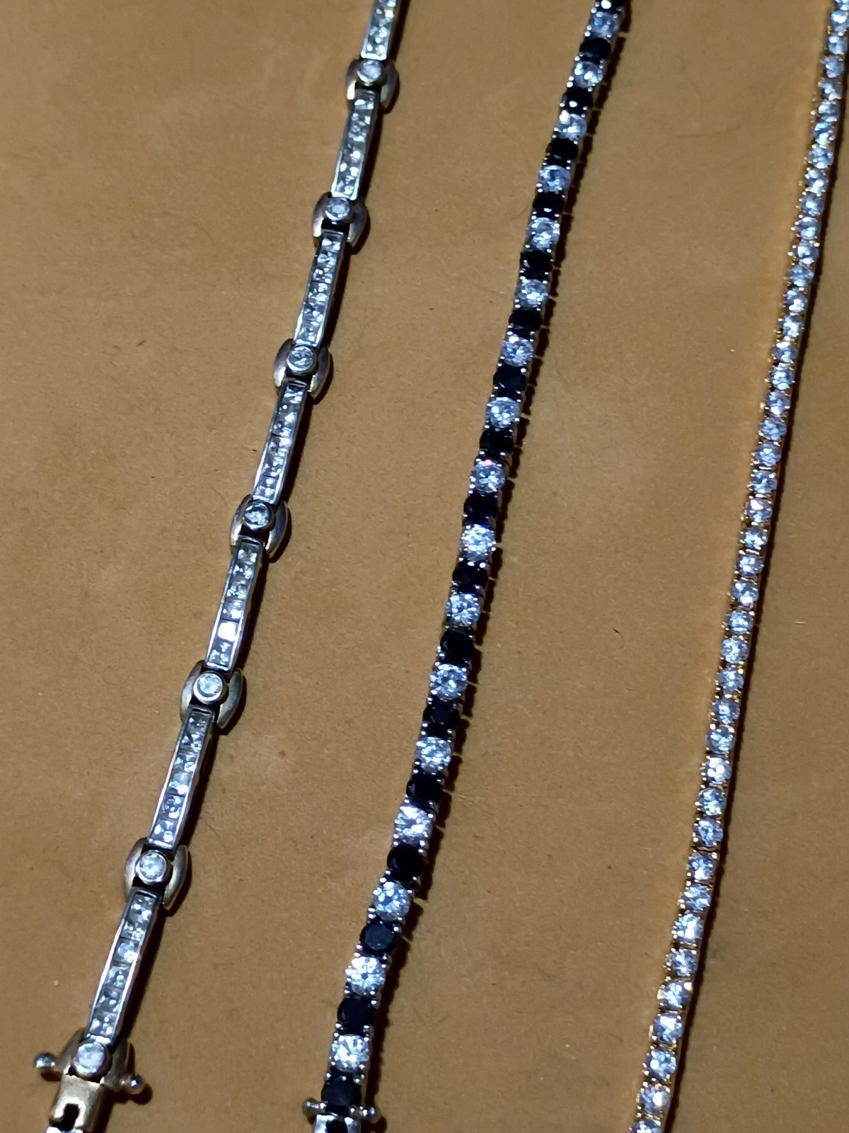 Old Vintage Gorgeous! Mixed Tone Rhinestone Tennis Bracelets (3) Inc ROMAN& More