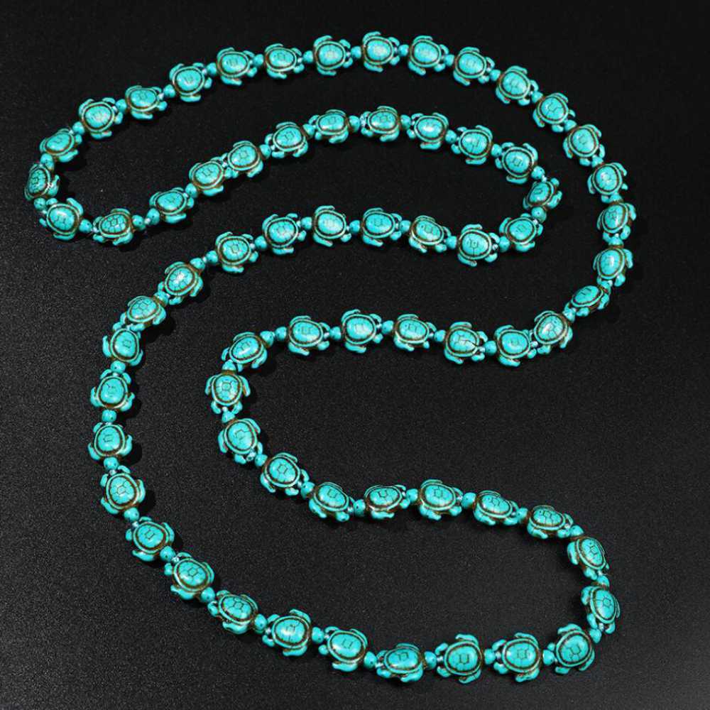 Turquoise Tortoise beads Lucky 36 inch double row Necklace Healing Seven Chakras