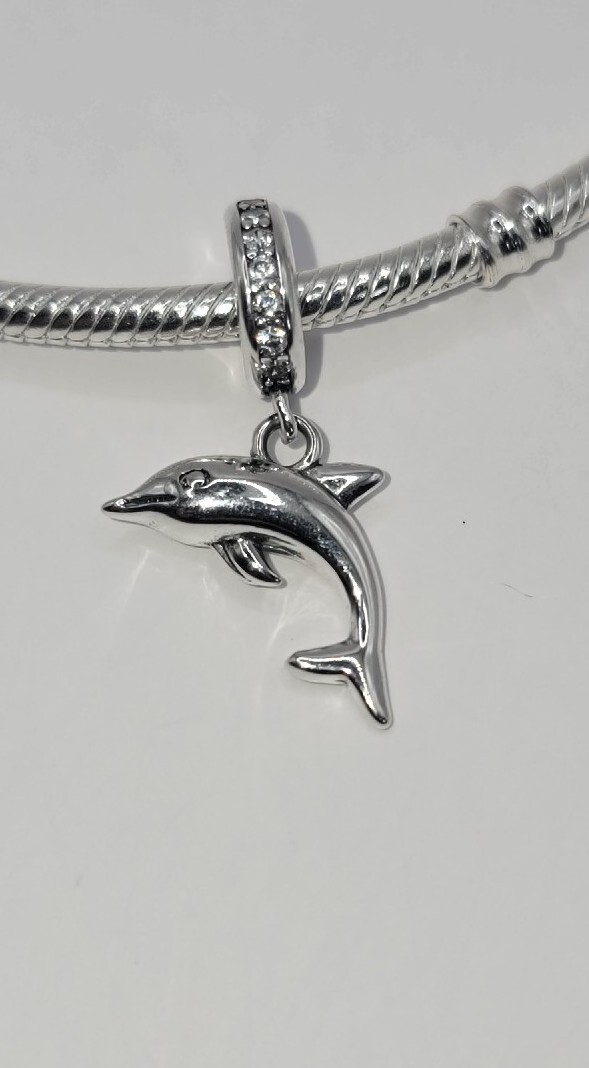 🔅 L’Amour 925 Sterling Silver Reversible Sparkling Dolphin Charm