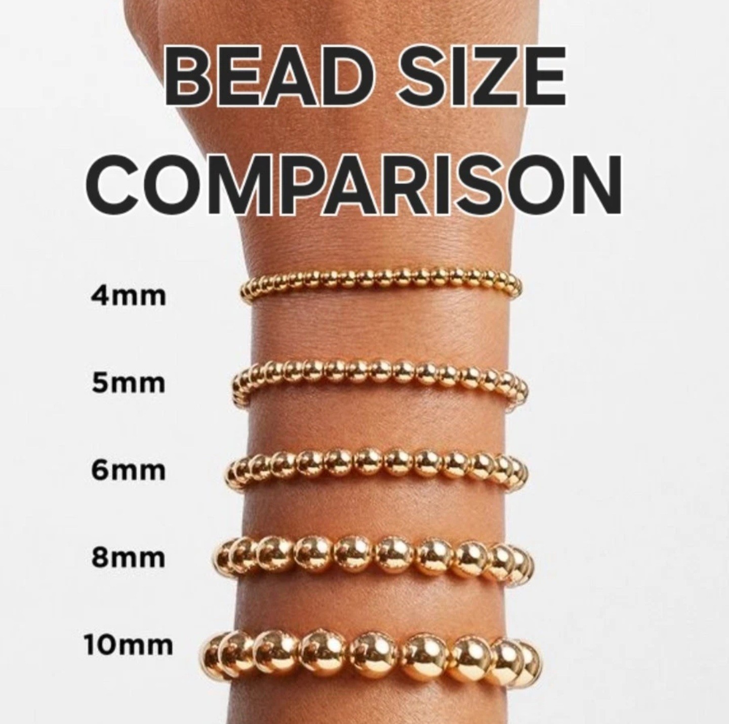 6.25″ 14KT Gold-Filled Classic 4mm Bead Stretch Bracelet BRAND NEW