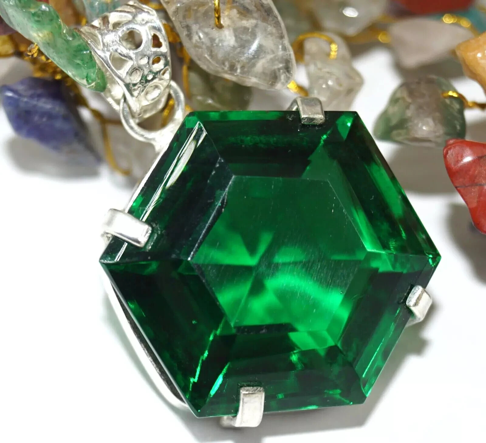 Certified Natural Hexagon Cut 84.50 Ct Green Topaz Pendant Loose Gemstone