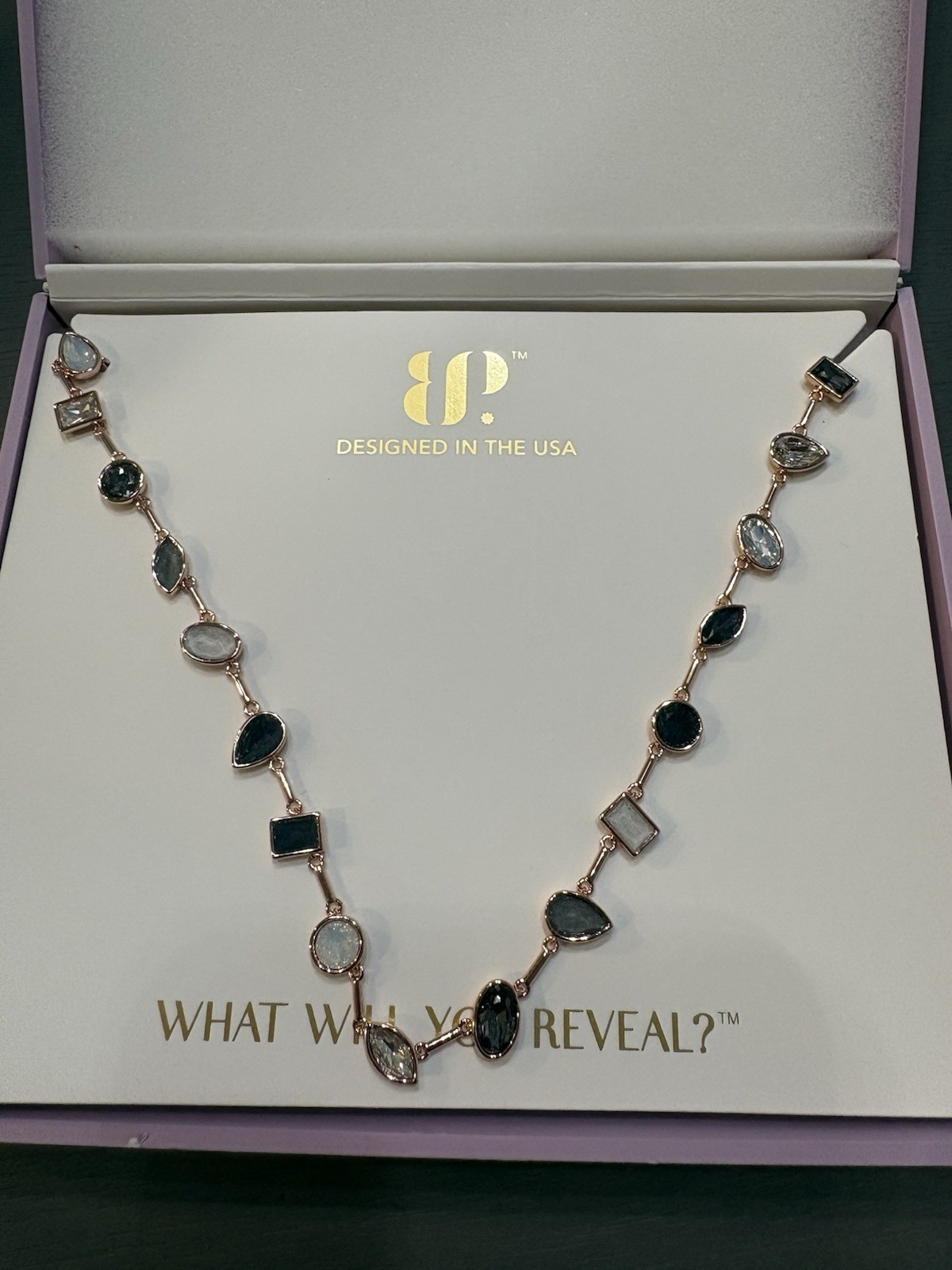 BP Rose Gold Plated Mosaic Moroccan Chain Statement Necklace Adj 27″ NK66650