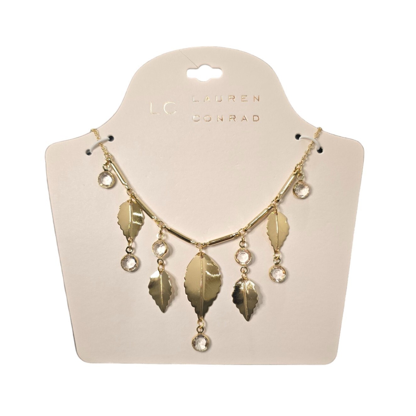 LC Lauren Conrad Women’s Gold Plated Leaf Statement Necklace NWT