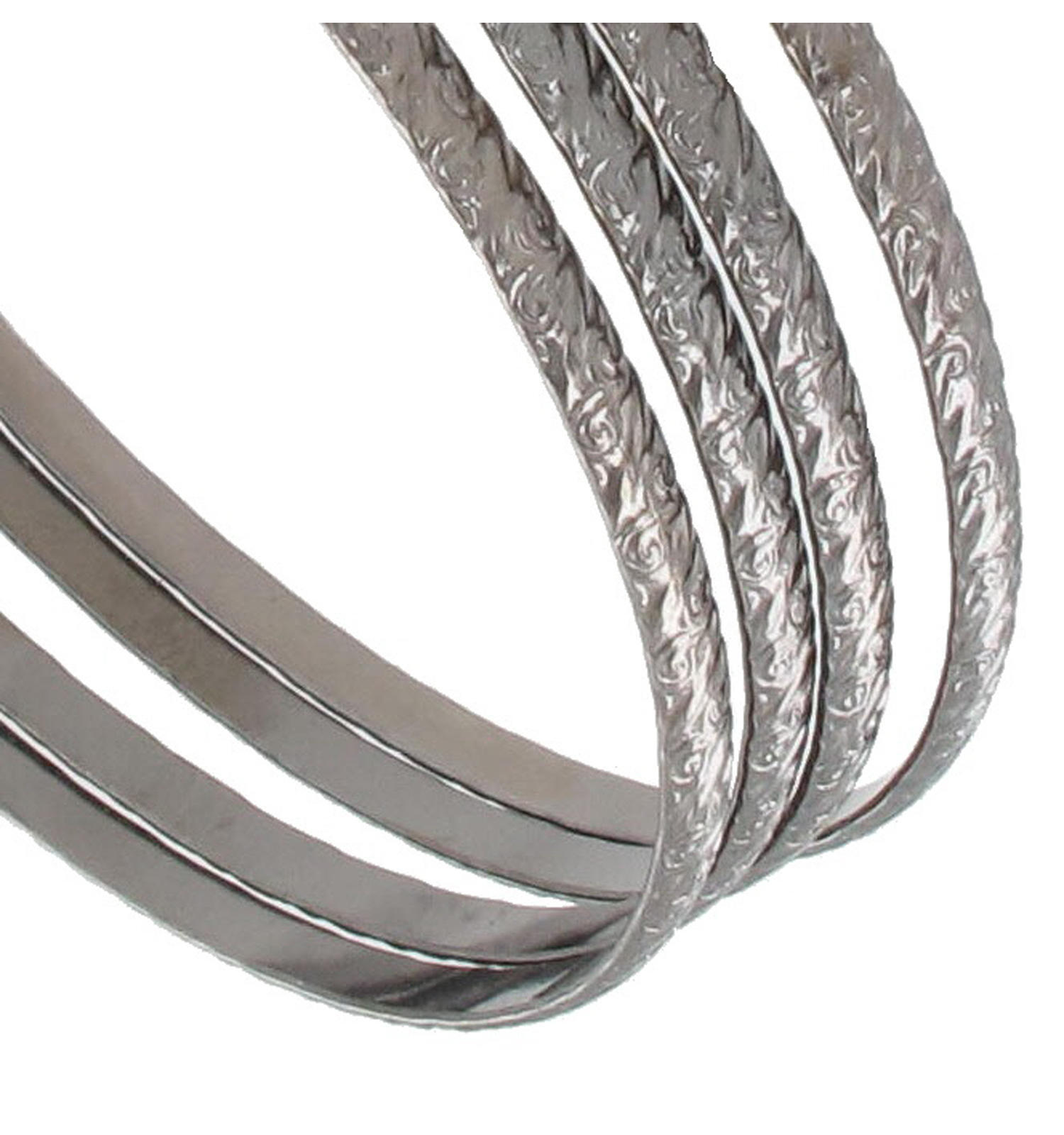 Ky & Co Set of 4 Round Thin Kent Bangle Bracelet Choice XL L Sz Copper Gold Gray