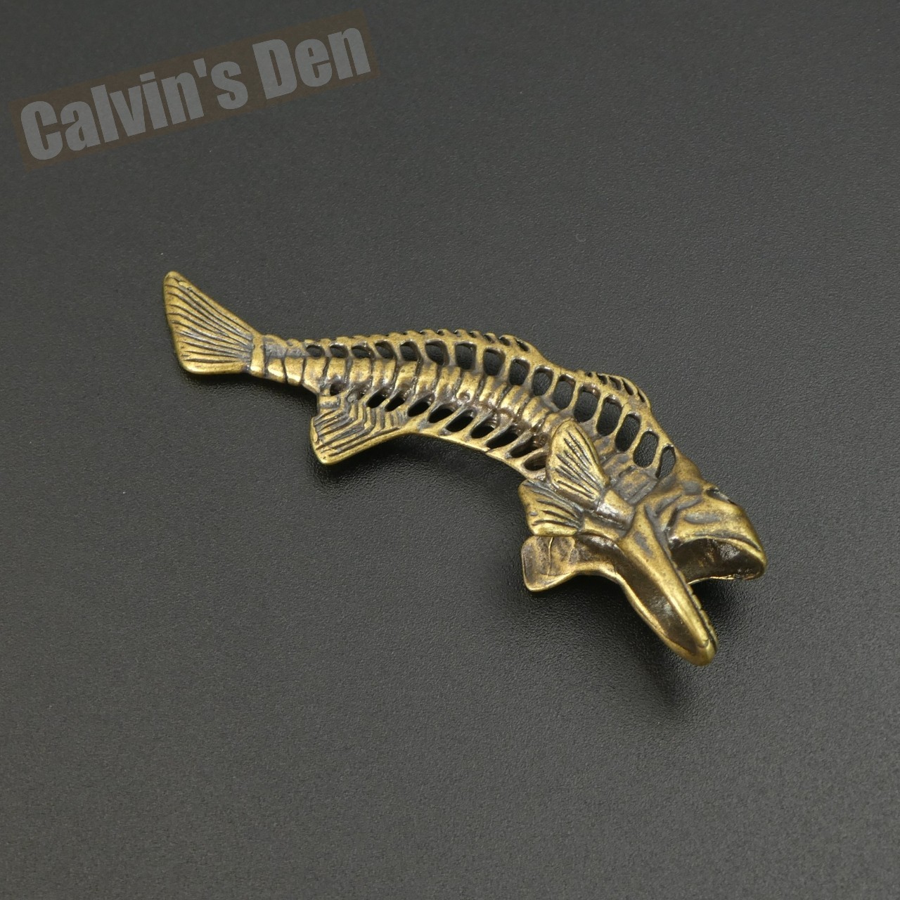 Solid Brass Fish Skeleton Fossil Style Pendant Punk Fun Gift