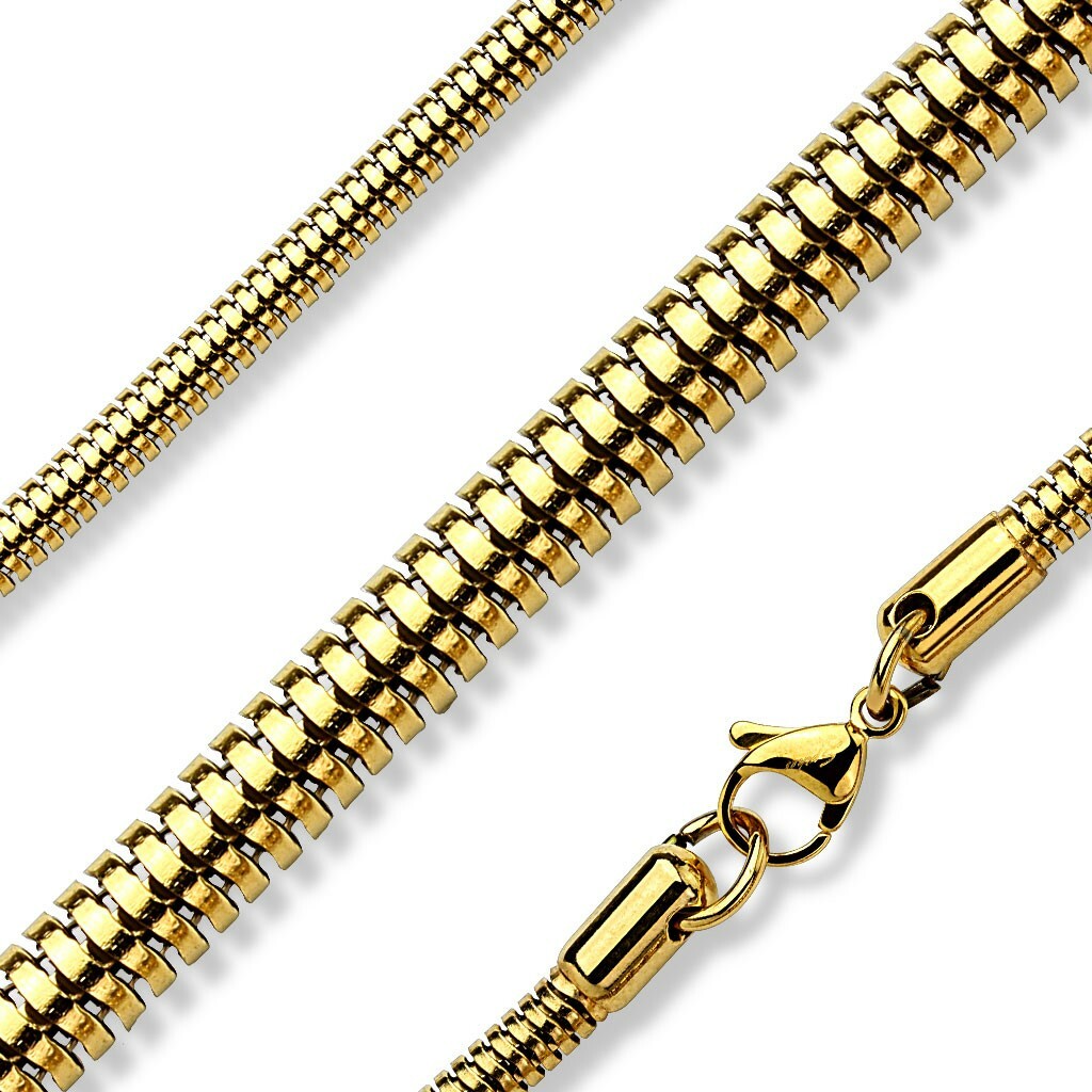 Stainless Steel Round Snake Chain Necklace 18″ (Choose Thickness and Color)