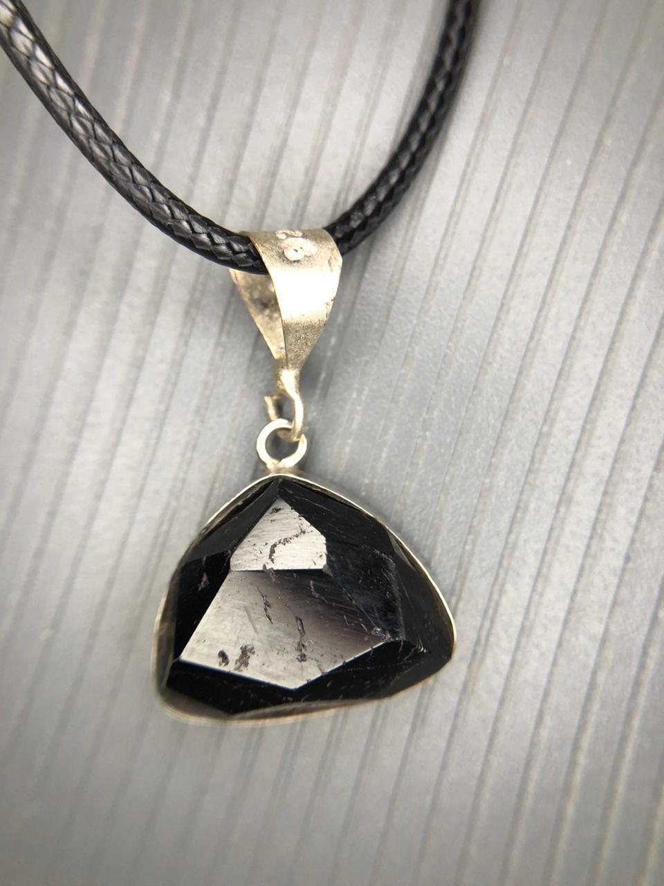 Natural Black Tourmaline Rose Cut Pendant Handmade Gemstone from Afghanistan