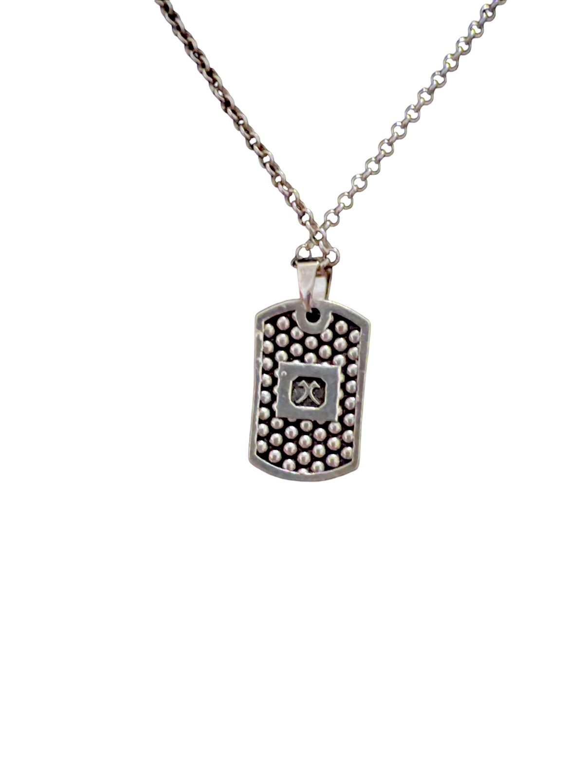 3D Skull Dog Tag Shape Pendant ( 1 1/4×3/4 Inches) On 22” Stainless Steel Chain