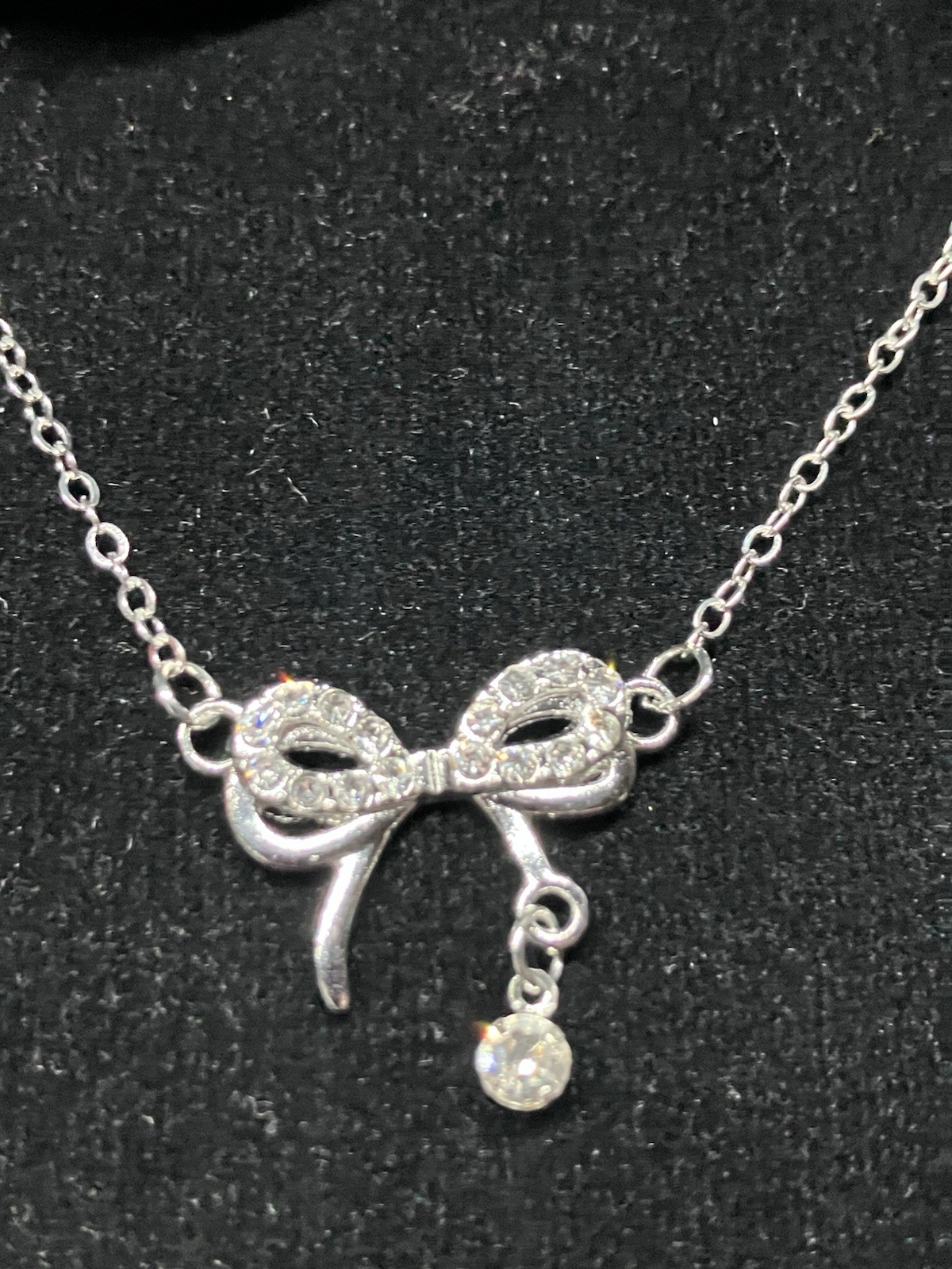 Womens stainless steel cz double bow necklace with infinity cz anklet/bracelet