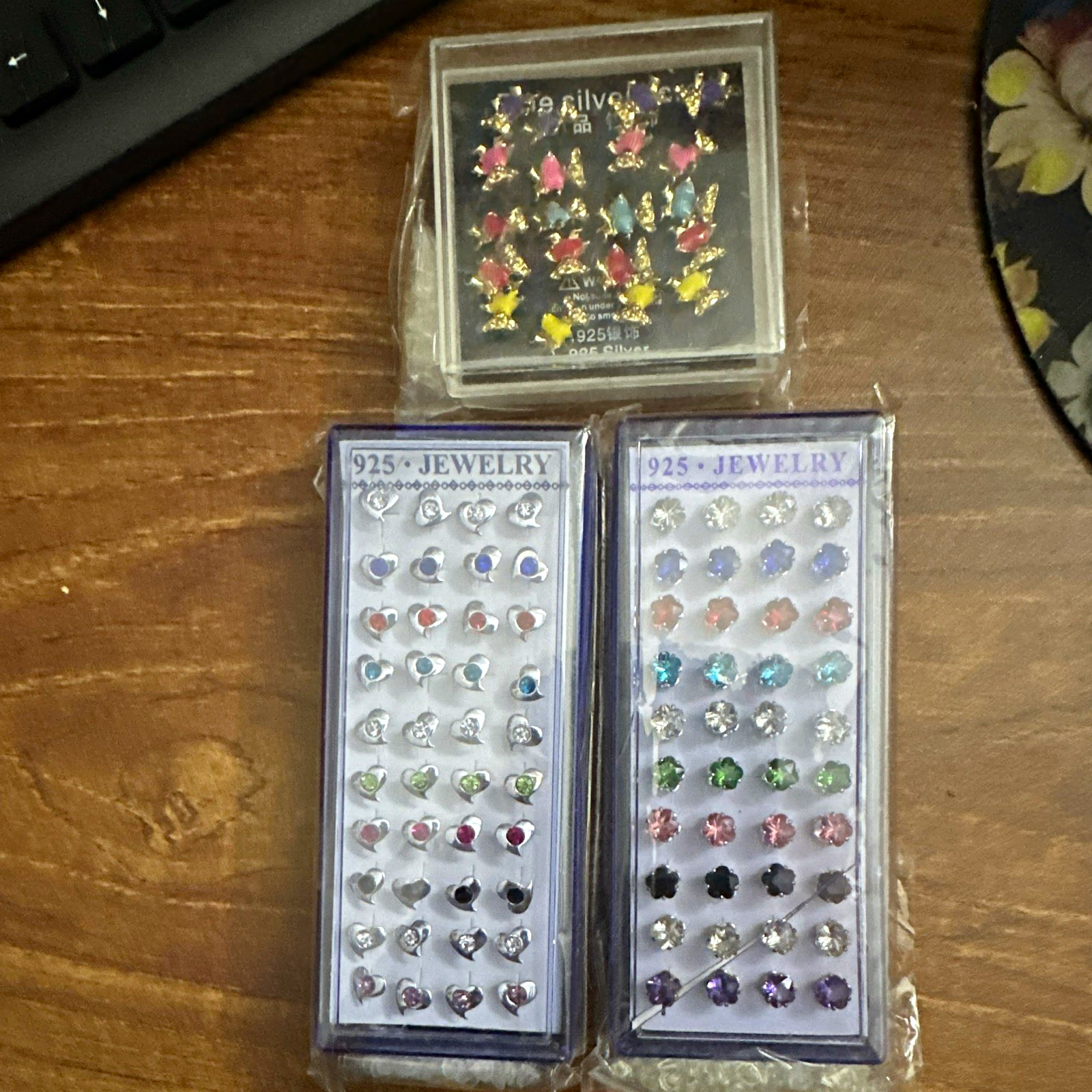 Lot of 3 New Multi-Pack Stud Earrings Set – Colorful Cubic Zirconia