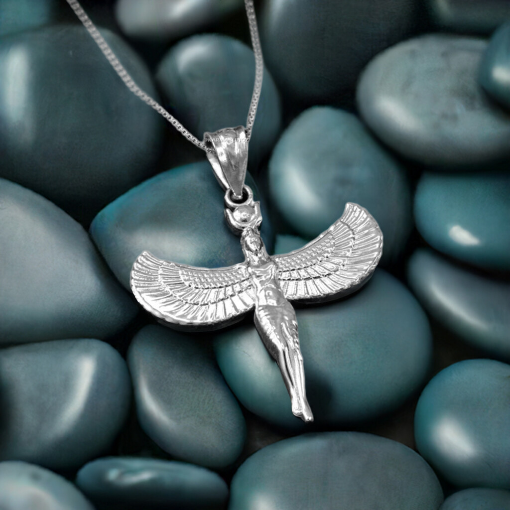 Sterling Silver Isis Egyptian Goddess Pendant Necklace