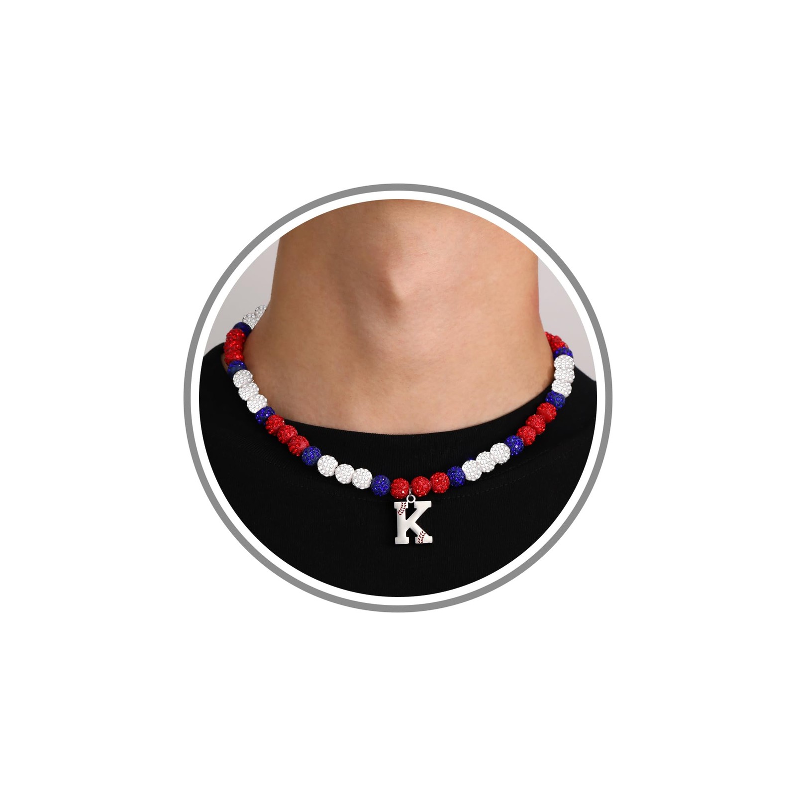 Baseball Necklace, Baseball Team Gifts Letter K Initial Necklace for Men Teen…