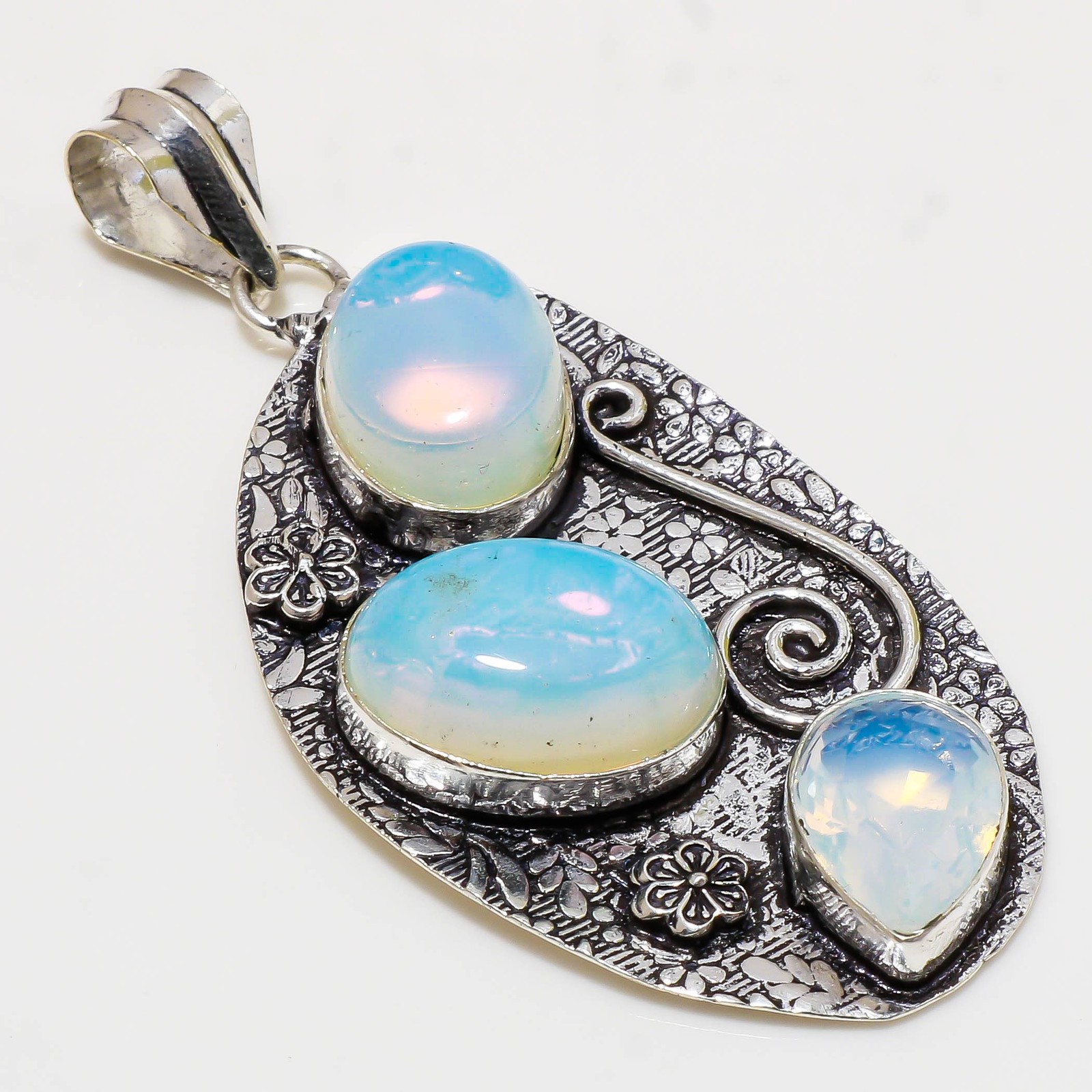 Milky Opalite Cut & Cab’s Gemstone Pendant Handmade Antique Jewelry 2.80″ FP 550
