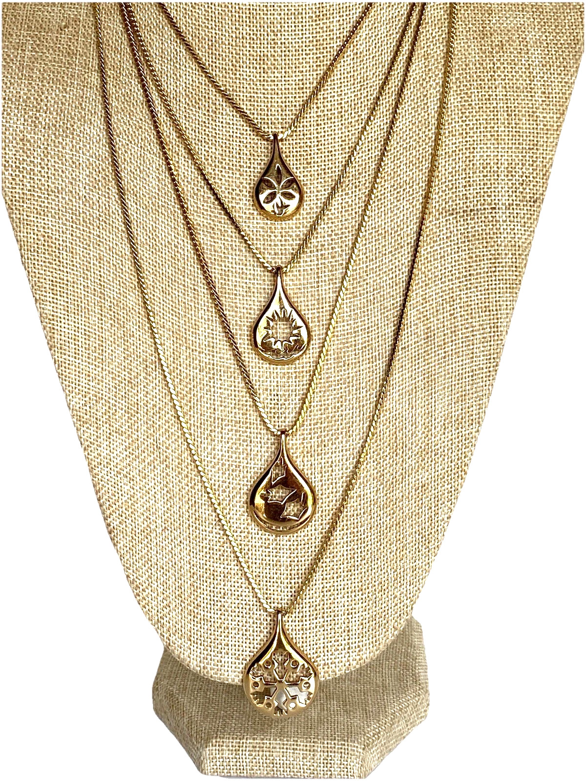 Vintage Gold Tone Monet 4 Seasons Necklace 4 Layered Strands, Signed