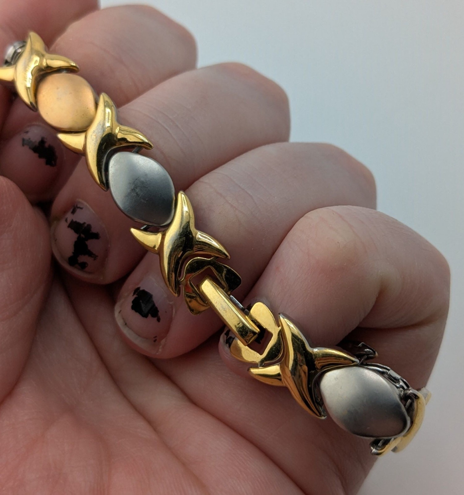 Mom-Themed Stainless Steel Bracelet Gold & Silver Snap Lock 7 Inches JJT Design